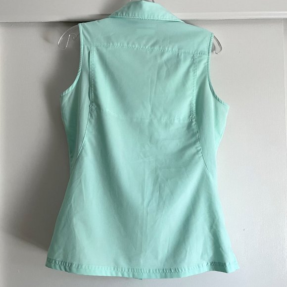Columbia Green Omni Shade Sun Protection Sleeveless Button Down Blouse Top S - Picture 8 of 10